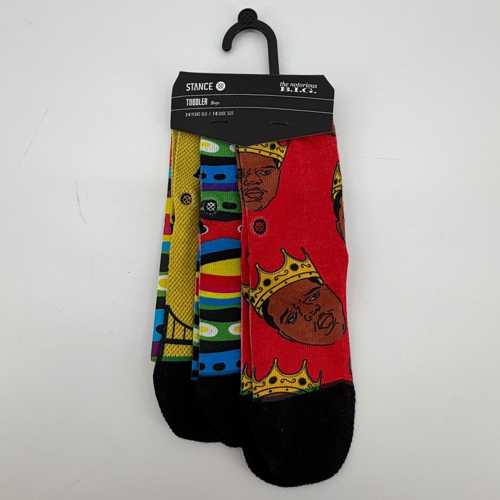Stance Toddler Notorious BIG Crew Socks 3 Pk Biggie Smalls Hip Hop NWT 2-4Y 7-9